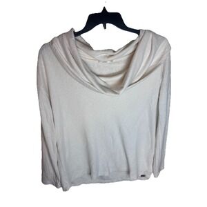 Prana Ginger Top Assymetrical Long Sleeve Cowl Neck Cream Medium